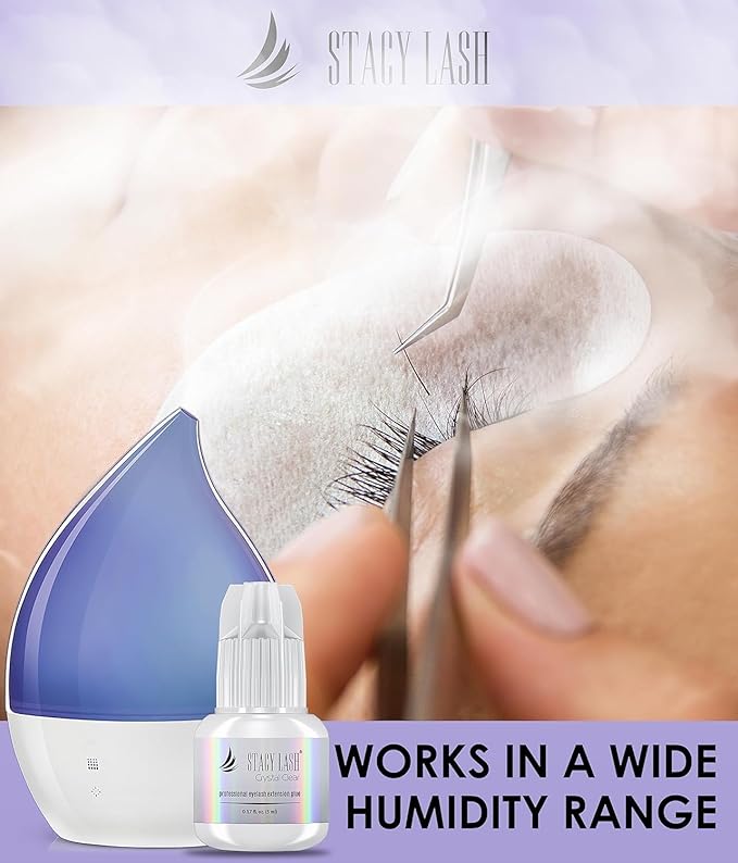 STACY LASH Crystal Clear Eyelash Extension Glue (0.17fl.oz/5ml)/1 Sec Drying Time/Retention – 8 Weeks/Transparent Adhesive/Professional Supplies