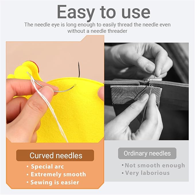 4 Pcs Curved Leather Sewing Needles, 2'', 2.5'', 3 '', 3.5 ''C Type Weaving Sewing Needle for Crafts Repairing Weaving Canvas
