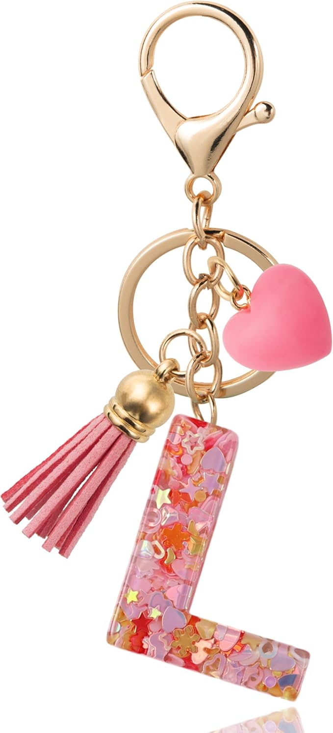 Alphabet Initial Letter Keychain Cute Heart Resin - Letter Keychain for Backpack Charms - Initial Keychains for Women