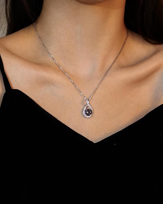 FANCIME Birthstone Necklaces for Women Fine Jewelry Sterling Silver Infinity Pendant Anniversary Birthday Gifts for Her Women Wife Mom Lady Daughter, Chain 16"+2" Extend