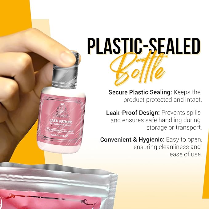 Forabeli Lash Primer for Eyelash Extensions 15ml, Boost Adhesion, Improve Bond Retention, Ideal for Individual and Natural Eyelashes, Supplies for Semi-Permanent Lashes, Removes Oils and Proteins