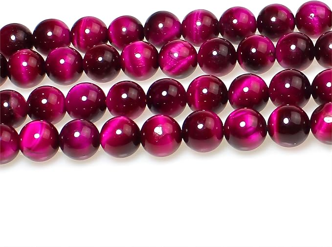 MJDCB Stone Beads 12mm 30pcs Round Rose Red Tiger's Eye Loose Gemstone Bead Charms for Jewelry Making Bracelet Necklace Earring Pendant