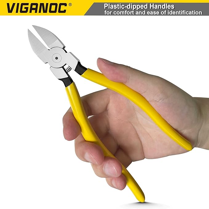 7-inch Ultra Sharp Side Cutter Set with Spring Loaded, Flush Cutting Pliers, Diagonal Cutting Plier for Jewelry Making, Electrical, Crafting, Flowers, Plastics
