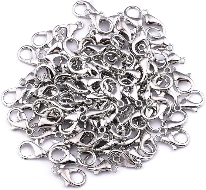 Alloy Lobster Clasps 14x7mm Platinum Plated Lobster Claw Clasps for DIY Jewelry Making 100pcs