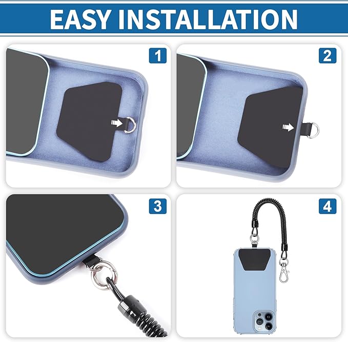 Doormoon Phone Lanyard Tether with 4 Patch, Cell Phone Lanyard with 2* Phone Tether, 4* Patch for Outdoor Hiking Climbing
