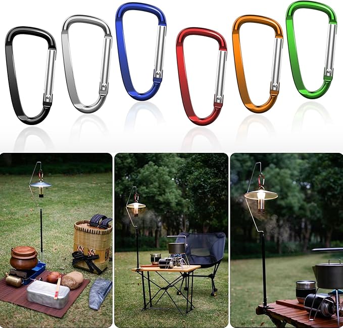 2.4" 24pcs Small Carabiner Clip Keychain, Aluminum D Ring Shape Clips with Keyring Keychain Hook