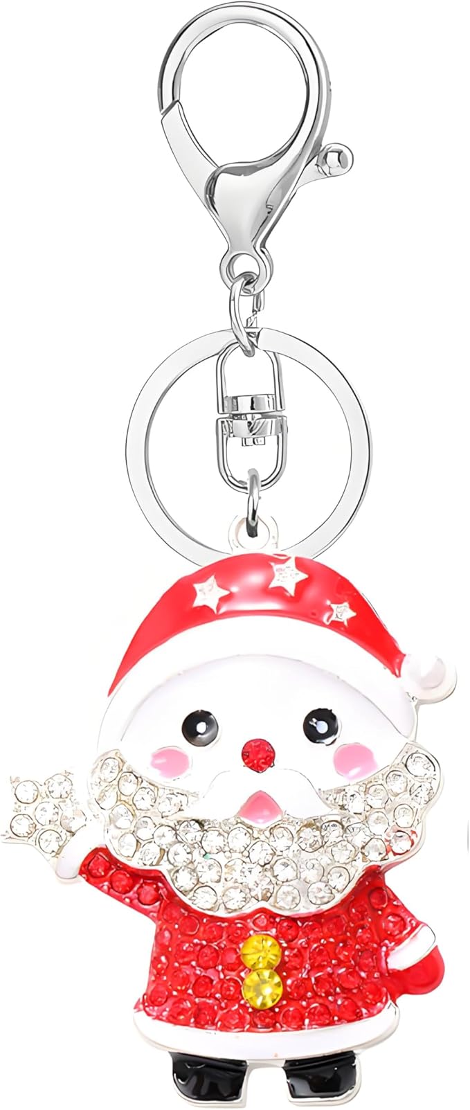 Dreuyet Christmas Keychain Rhinestone Crystal Christmas Tree Santa Purse Bag Handbags Charms for Women Lady Friends