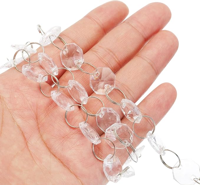 PATIKIL Clear Crystal Garland Strands, 16.4 Ft Acrylic Octagon Chandelier Bead Chains for Craft Wedding Party Home Decorative Jewelry Making Christmas Tree