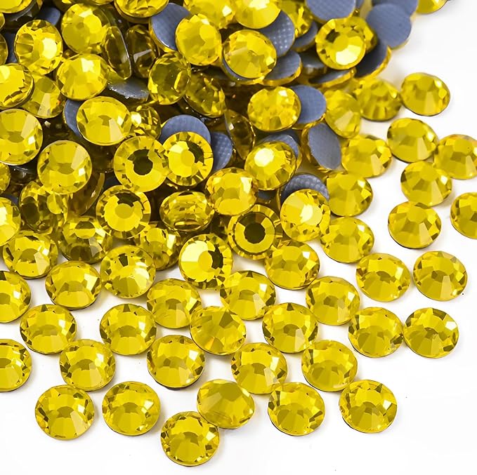 1440pcs Hotfix Rhinestones Flatback Crystal Rhinestones for Crafts Crafting Clothes Shoes DIY Decorations,4.0mm SS16, Lemon Yellow