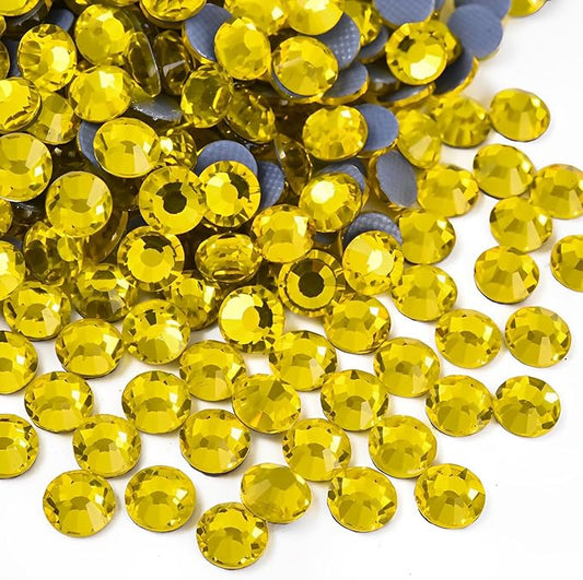 1440pcs Hotfix Rhinestones Flatback Crystal Rhinestones for Crafts Crafting Clothes Shoes DIY Decorations,4.0mm SS16, Lemon Yellow