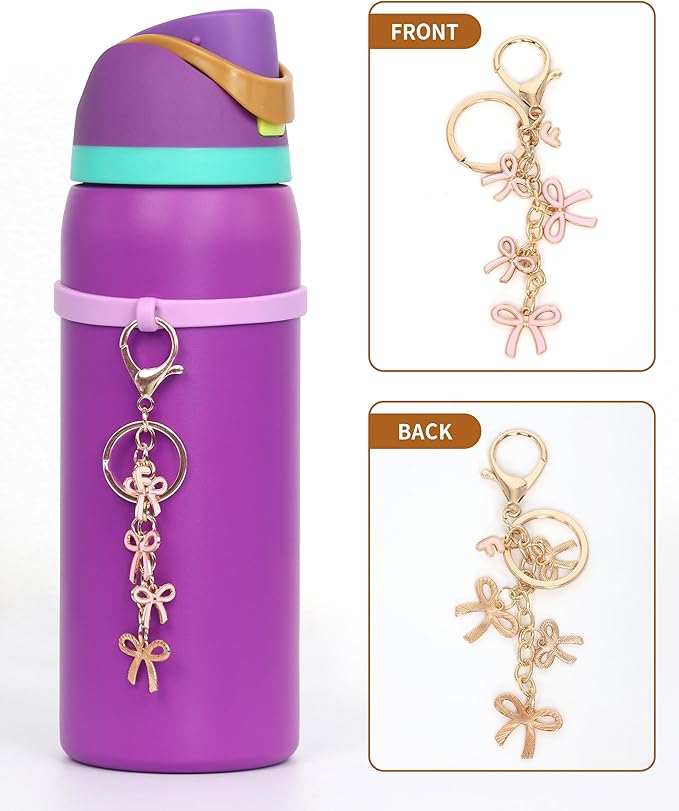 Bow Purse Charms Keychain - Pink Bow Alphabet Letter Key Chain, Bag Charms Wallet