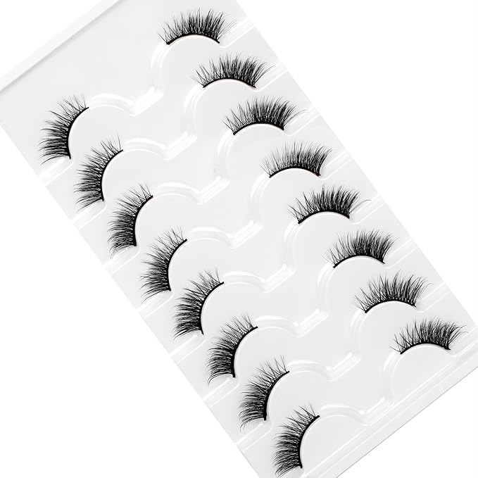 Half Lashes Strips False Eyelashes Fairy Natural Lashes Cat Eye Look Wispy Short Band 3/4 Lashes 8 Pairs Pack Fluffy Volume Small Accent Lash Fake Eyelashes 3D Faux Mink Lashes Extensions