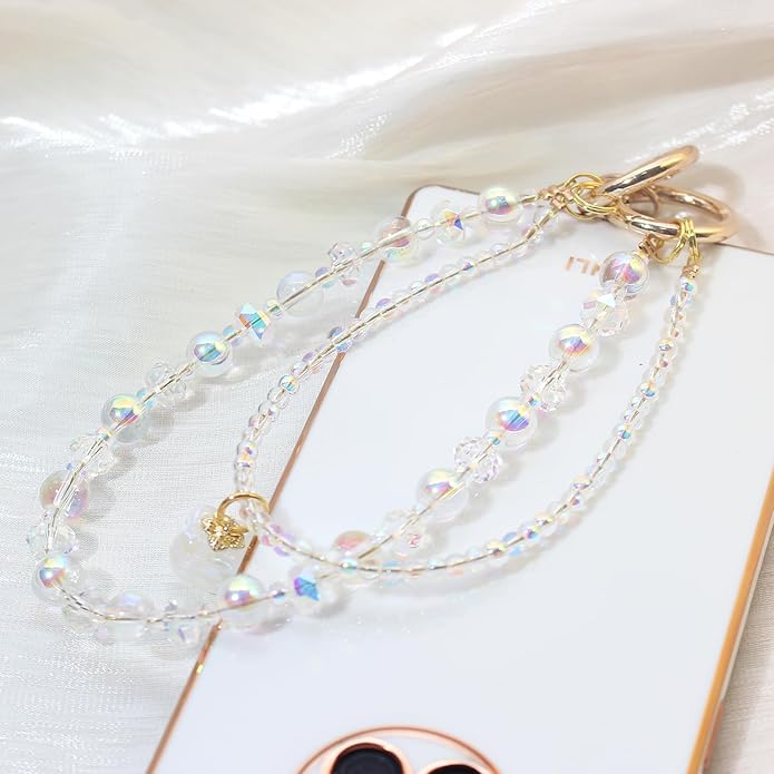 Phone Wrist Strap,Crystal Phone Chain Wristlet,Bracelet Wrist Lanyard,Cute Beaded Bag Charms,Decorative Purse Chain