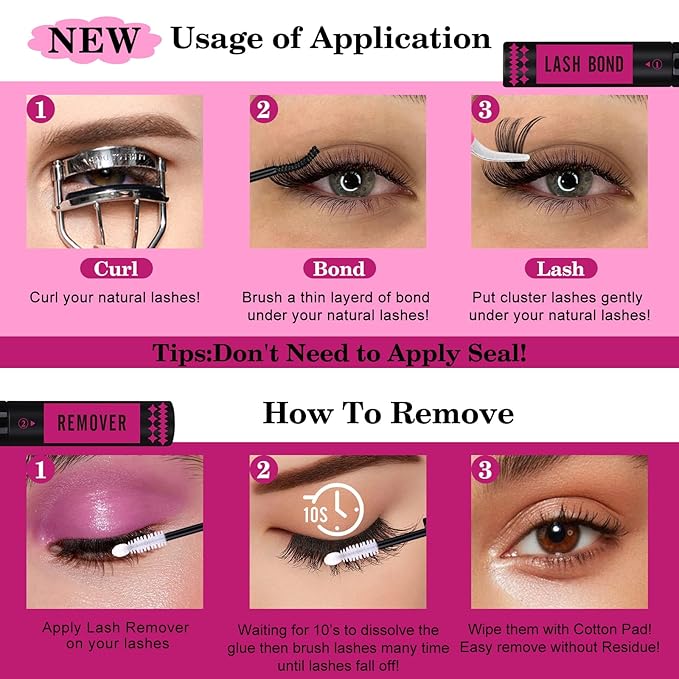 Yawamica Faux Mink Eyelash Extensions Kit, 300pcs 60D+80D+100D Individual Clusters, Black, Cruelty Free, DIY Lash Beginners