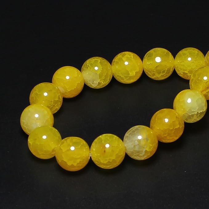 MJDCB Natural Stone Beads 6mm 60pcs Round Yellow Dragon Vein Agate Loose Gemstone Bead Charms for Jewelry Making Bracelet Necklace Earring Pendant