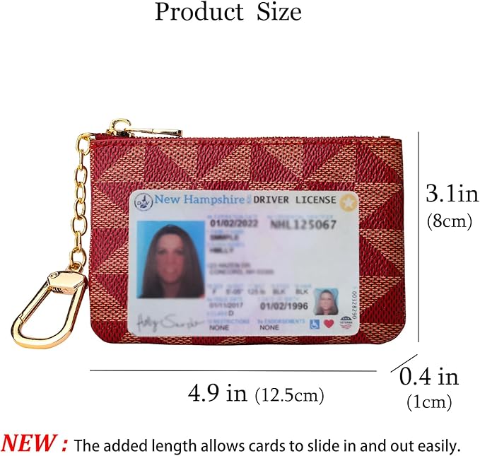 Leather Coin Purse for Women with KeyChain Small Zipper Change Purse coin Pouch Card Holder Wallet Clutch for Women & Men(Claret)