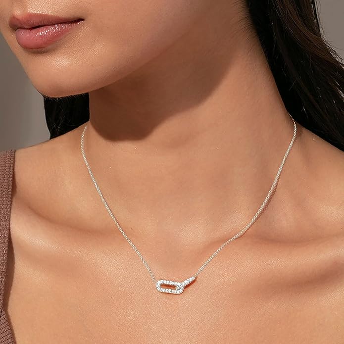 Luxval Diamond Pendant Gold Necklace for Women，Dainty 18k Gold Plated Choker Necklaces Simple Gold Jewelry Gifts for Women Girls