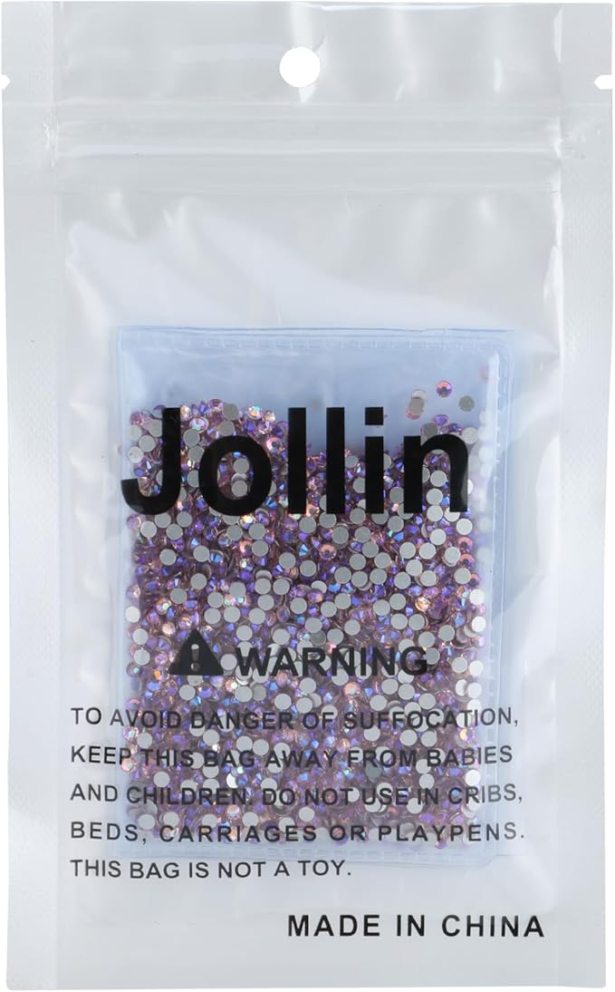 Jollin Glue Fix Crystal Flatback Rhinestones Glass Diamantes Gems for Crafting Nail Art Crafts Decorations Clothes Shoes 2.4mm (ss8 2880pcs, Pink AB)