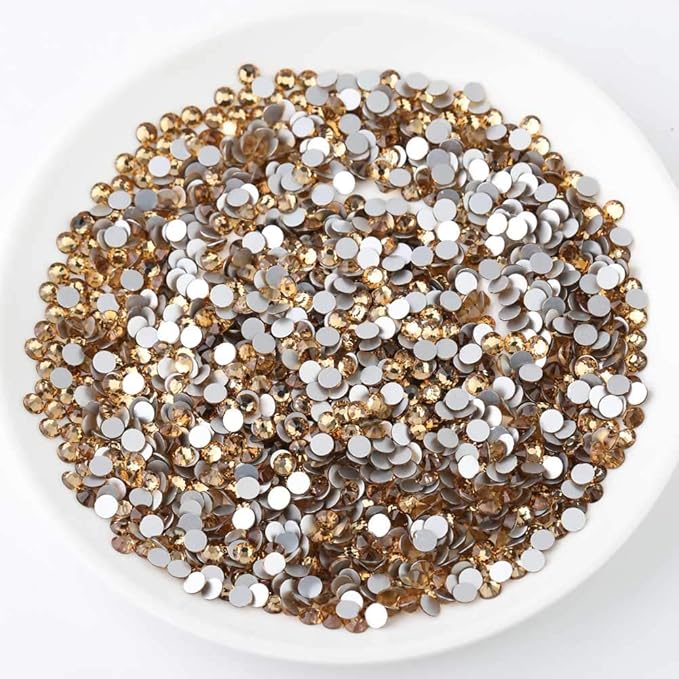 Beadsland 2880pcs Flat Back Crystal Rhinestones Round Gems for Nail Art and Craft Glue Fix,Lt Colorado Topaz,SS4,1.5-1.7mm