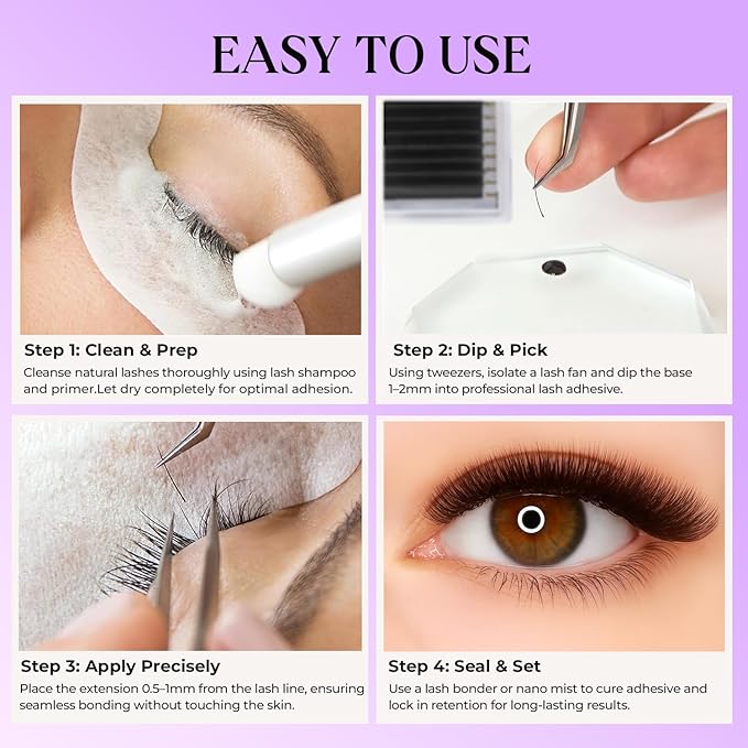 SAIGON LASH Eyelash Extensions, Mink Lash, Volume & Classic Lashes for Professionals, J/B/C/CC/D/L/M Curl, 4-15mm Length, Soft Korean PBT Fiber, 16 Rows Lash Tray (Dark chocolate-D-0.05-8-15mm)