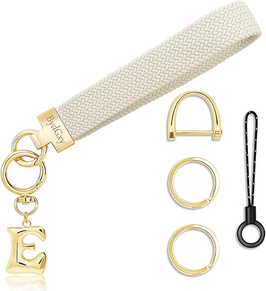 Stretchy Wristlet Initial Keychain, Key Chains Women Cute with Keyring, Llaveros para Mujer, Car Key Accessories