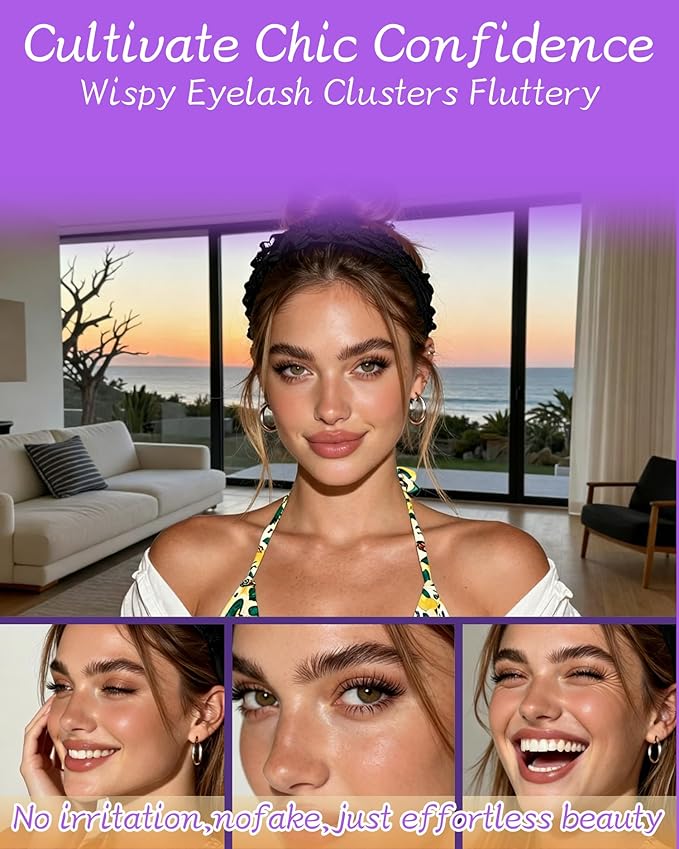 Clicar 10-16mm magnetic eyelashes,C-D Curvature lash clusters kit,3D Wispy Lashes Clusters DIY Lash Extension Kit,(384pcs 10-16mm need Glue)