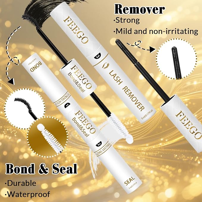 FEEGO Charming Kits 30D+40D D Fluffy Eyelash Extensions Kit, 280pcs Lash Clusters Wispy 9-16mm Applicator for Beginners, Individual Lashes, Lash Bond, Seal Glue, Remover (3040D Charming Kit)