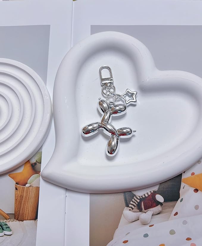 LAEKOU Star Balloon Dog Keychain for Women, Cute Y2K Key Chain Accessories, Aesthetic Charms for Bag Backpack