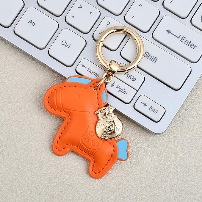 Lucky Pony Keychain Bag Charm, Elegant Leather Horse Accessories Cute Keychains for Women Gift