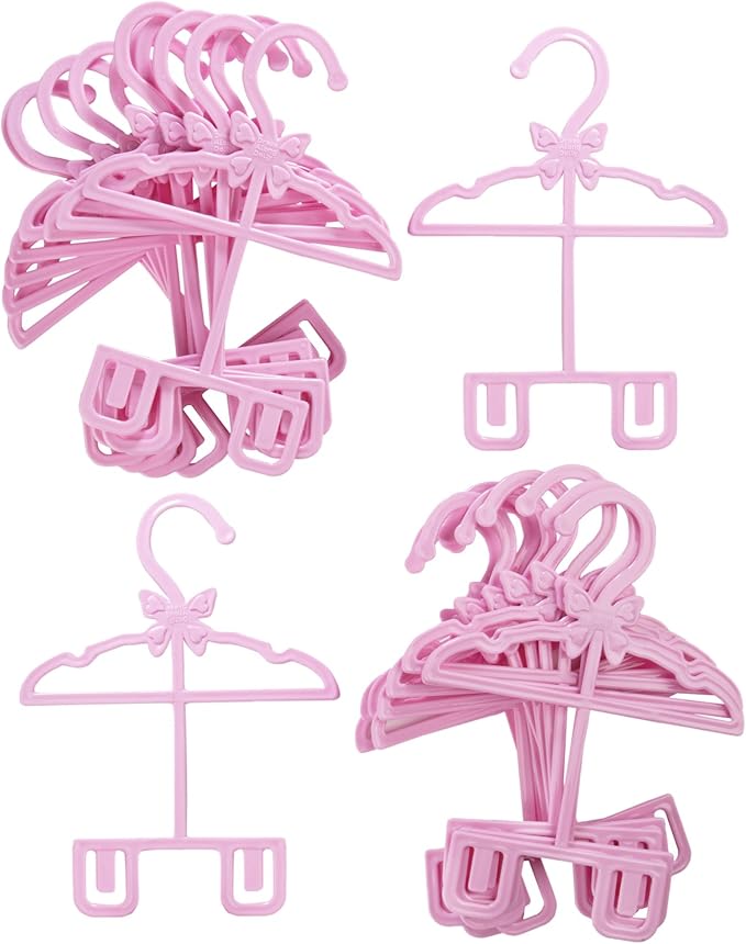 Pink Full-Outfit Hanger 24pk for American 18" Doll Clothes- Hold Your Tops & Bottoms Together Including Dresses, Pants, Shirts, Skirts, & Accessories- Perfect Girl Gift Set