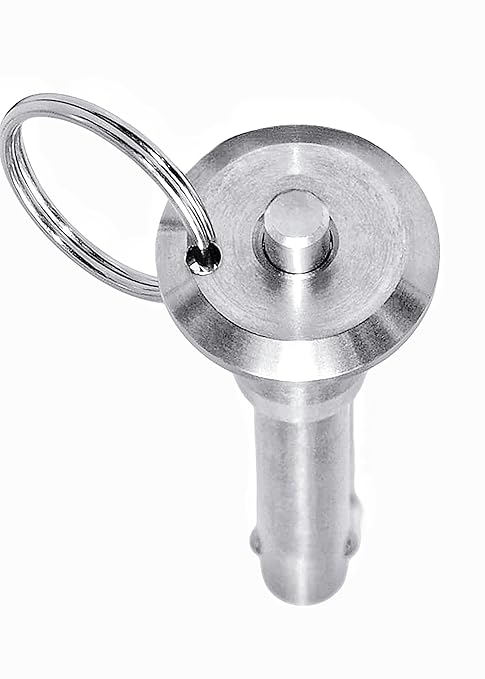Stainless Steel Ball Head Locking PinQuick Release Pin , 6mm 1/4" Pin Dia Safety Push Button Linear Array Stop Pin with Lanyard Cable for Musical Instrument (2Pack, Usage Length(MM):65)