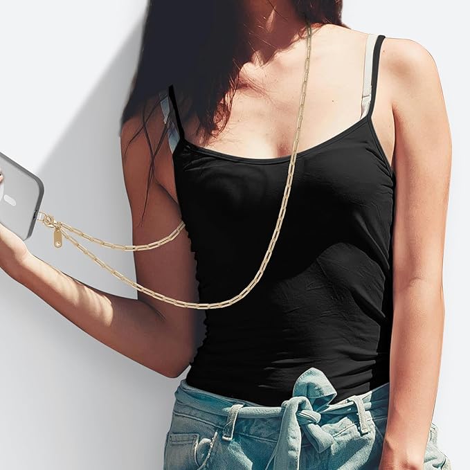 UKON Crossbody Phone Lanyard - Fashion Phone Strap with 2xTPU Tether Tab for Women - Palegold