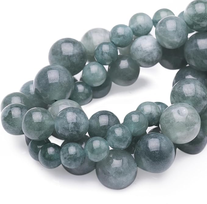 Natural Jade Beads for Jewelry Making,8mm Blue Jadeite Polished Smooth Round Gemstone Beads for Bracelet Necklace 15 Inch