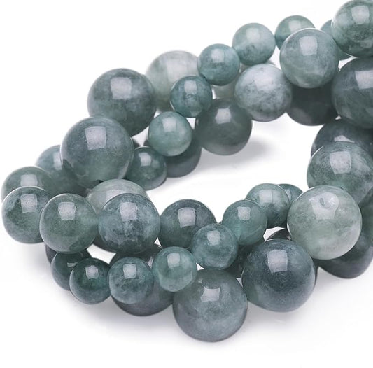 Natural Jade Beads for Jewelry Making,6mm Blue Jadeite Polished Smooth Round Gemstone Beads for Bracelet Necklace 15 Inch