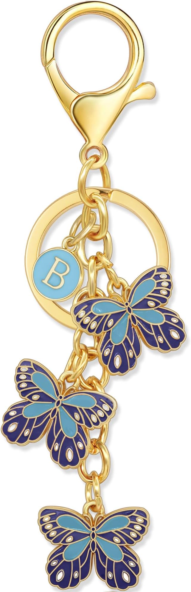 Double-sided Cute Butterfly Initial Letter keychain Butterfly Charms for key Handbag Backpack for Women