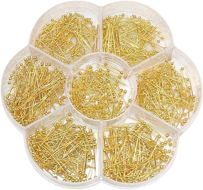 Chenkou Craft Assorted 700pcs Mix Size Brass Ball Head Pins for Jewelry Making (Gold, Mix)