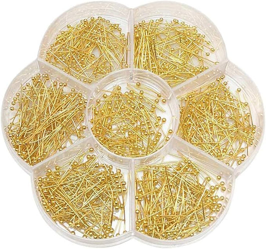 Chenkou Craft Assorted 700pcs Mix Size Brass Ball Head Pins for Jewelry Making (Gold, Mix)