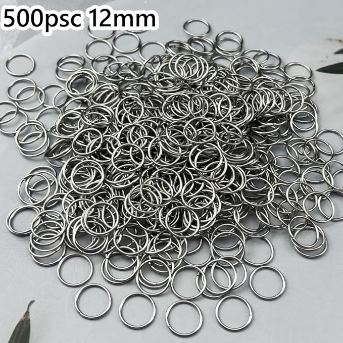 500pcs 12mm Stainless Steel Jump Rings Connector Rings for DIY Craft Jewelry Making Necklaces Bracelet Earrings Keychains