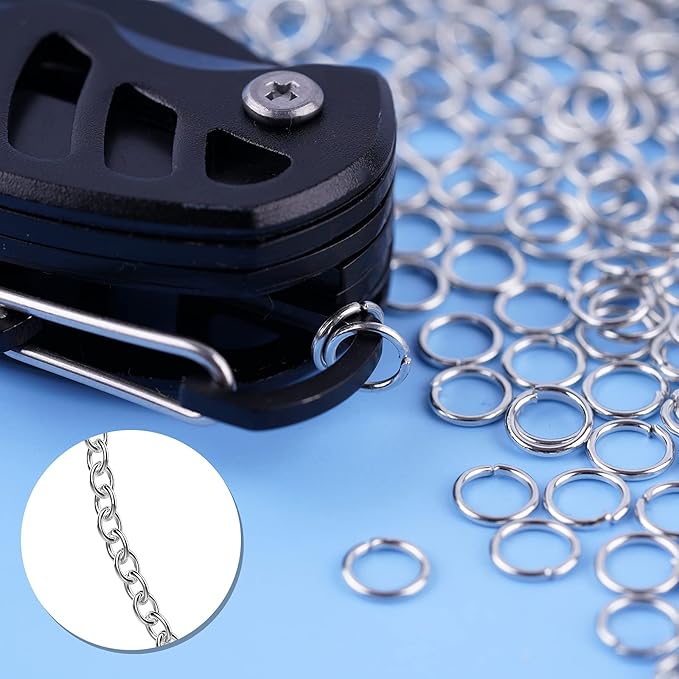 6mm Open Jump Rings Jewelry DIY Findings for Choker Necklaces Bracelet Making, Silver, 1000 PCS