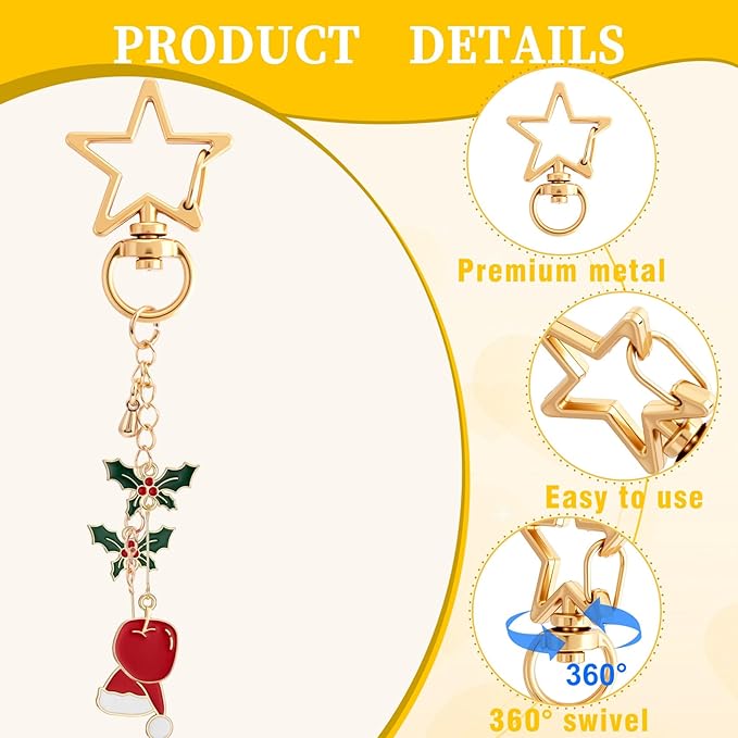 20pcs Heart Star Swivel Clasp Hooks, Heavy Duty Swivel Keychain Jewelry Clasp, Zinc Alloy Spring Snap Clip Lobster Claw Hanging Buckle for Key Bag DIY Crafts- Gold & Silver