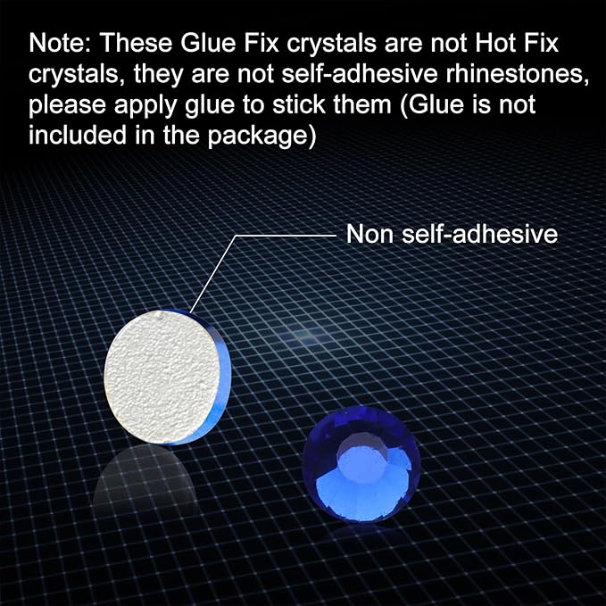 576pcs Flatback Rhinestones Glue Fix Crystal Glass Diamantes Gems for Crafting Nail Art Crafts Decorations Clothes Shoes 4.8 mm (ss20, Sapphire)