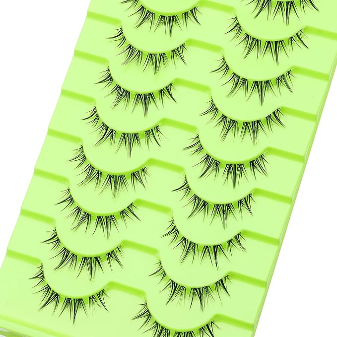 outopen Manga Lashes Natural Look Wispy Fluffy Asian Cosplay Eyelashes Spiky Japanese Anime Lashes 3D Short Fake Eyelash 10 Pairs Pack (A-Y39 | 8-12MM)