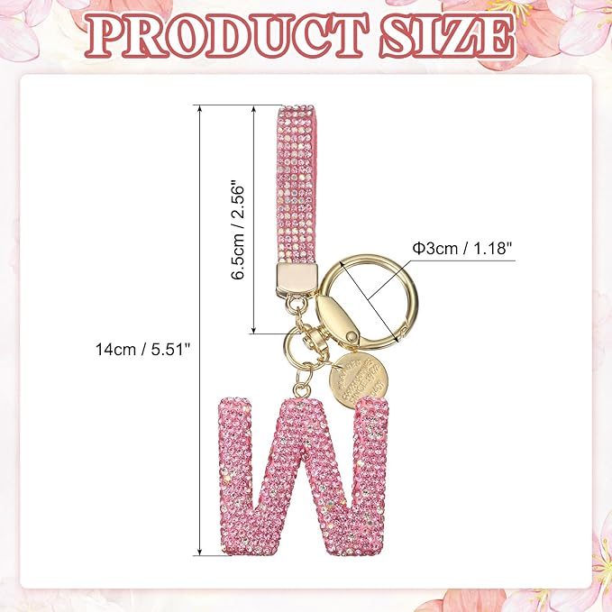 PATIKIL Initial Letter Keychain, Cute Sparkly Rhinestone Key Chain Alphabet Charm for Car Keys Handbags Purse