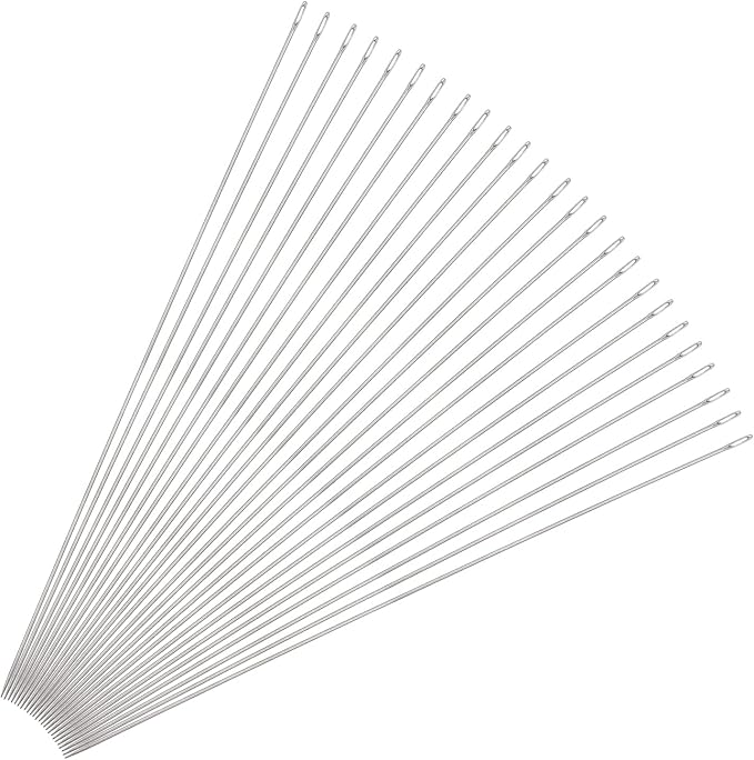 uxcell 25Pcs Beading Needles Fine Thin Long Straight Sewing Embroidery Threads Stainless Steel 4.72 Inch 0.7mm Wire Diameter