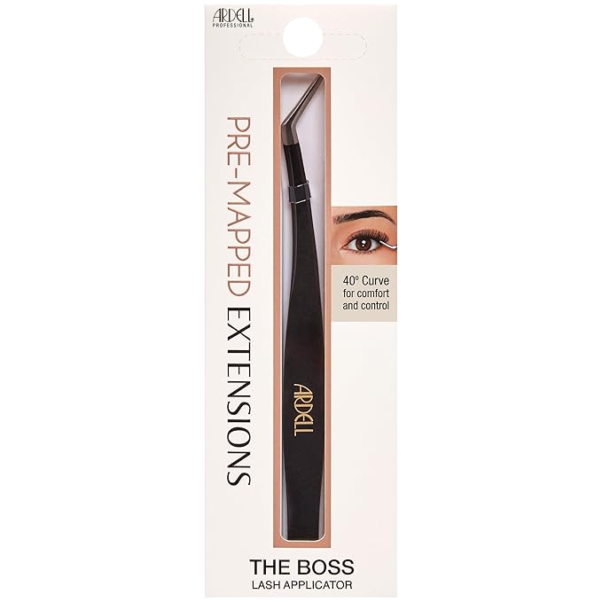 Ardell Pre-Mapped Lash Applicator Tool, Lash Tweezers - 40° Curved Eyelash Tweezers for Precision and Comfort, Easy Application
