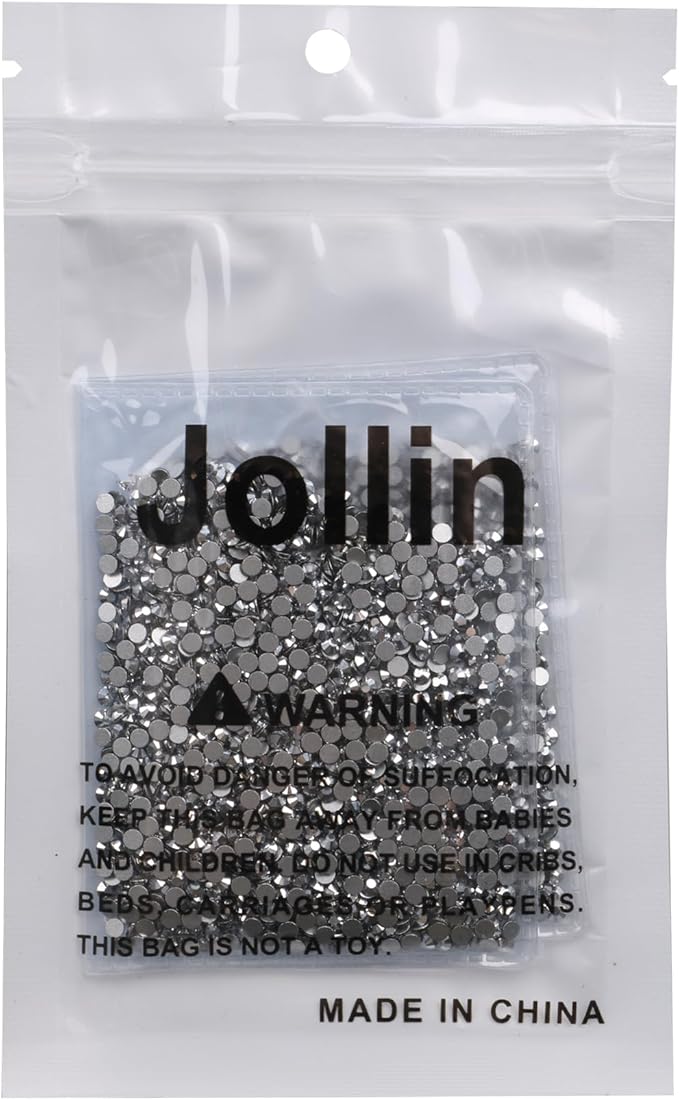Jollin Glue Fix Crystal Flatback Rhinestones Glass Diamantes Gems for Nail Art Crafts Decorations Clothes Shoes(ss10 2880pcs, Silver)