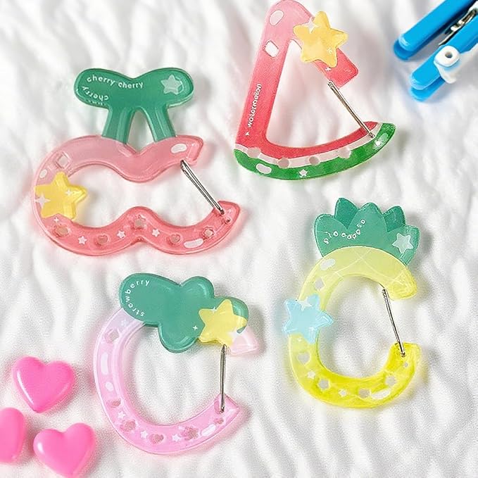 4 PCS Fruit Carabiner Clip for Keys, Cherry Acrylic Carabiner Keychain Accessories Watermelon Snap Hook Cute Keychain Carabiners Pineapple Strawberry Key Ring Clip Key Chain Hooks for Bag Charms