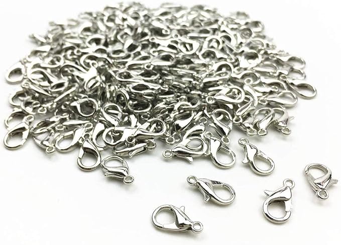 200Pcs Lobster Claw Clasps, 14x8mm Metal Alloy Lobster Clasps, Lobster Clasps for Jewelry Making,Keychains,Bracelet and for DIY Jewelry Necklace Clasps and Closures(Nickel)