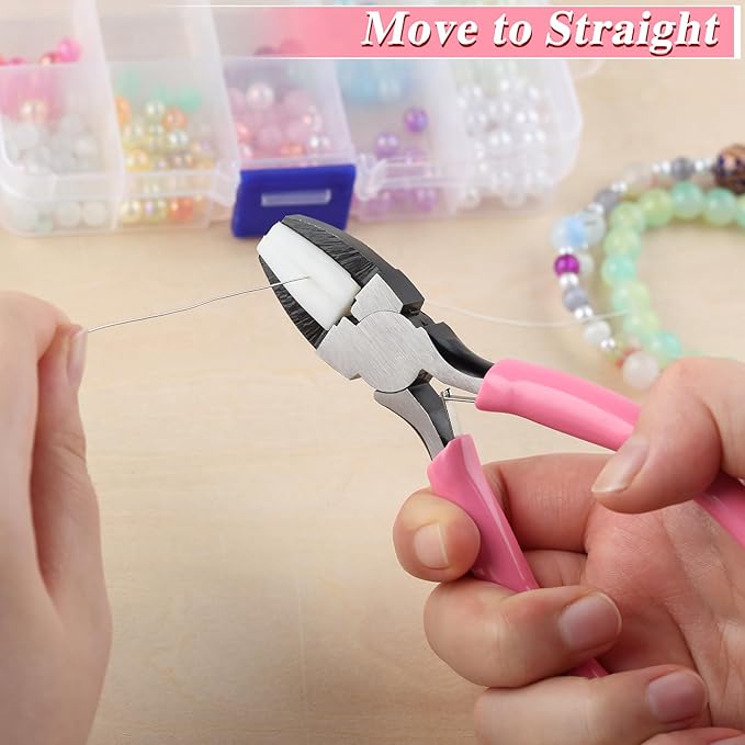 Flat Nose Pliers for Jewelry Making with 2 Replacement Tips, 5 Inch Soft Jaw Pliers with Consistent Grip, Wire Straightener for Beading, Looping, Gripping, Shaping