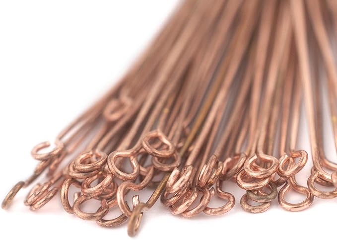 The Bead Chest Copper 21 Gauge 3 Inch Eye Pins (Approx 100 Pieces)